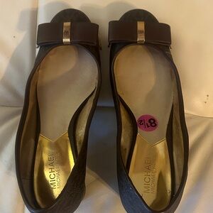 Michael Kors Dark Brown Flats with Gold Accents